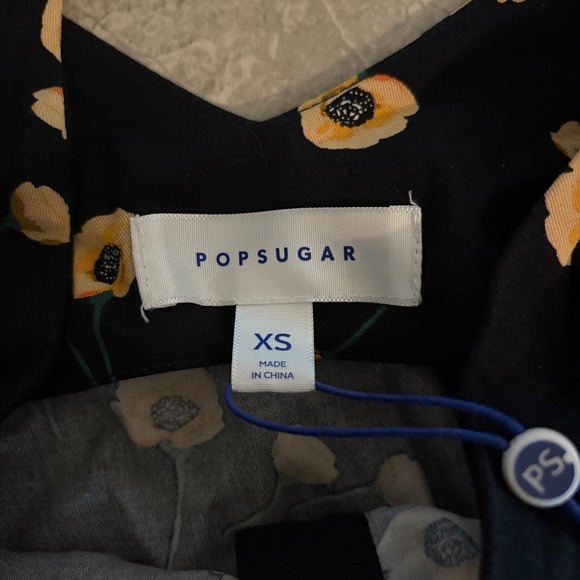 NWT Popsugar Black Sleeveless Button-Down Dress w/ Yellow Poppy Flowers (XS) - Picture 7 of 9